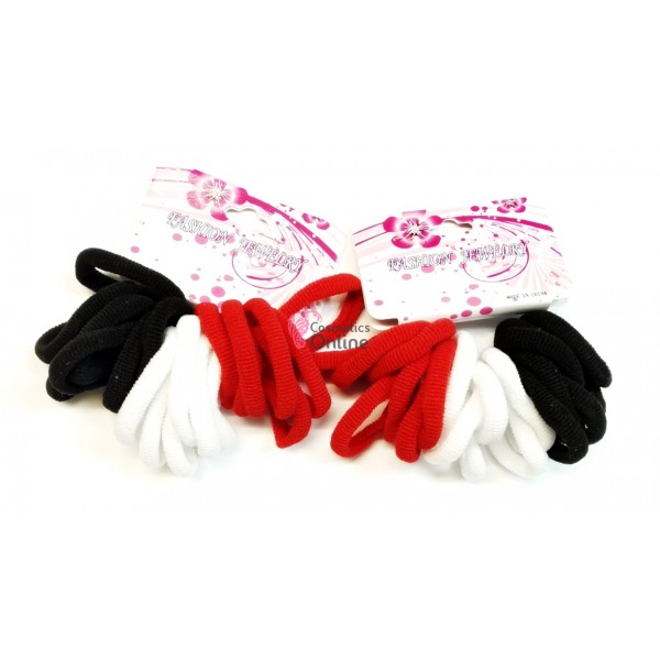 Elastice pentru codite Cod EL035HH, set 40 bucati Alb-Negru-Rosu